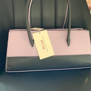 Trina Turk Lilac and Black Structured Satchel
